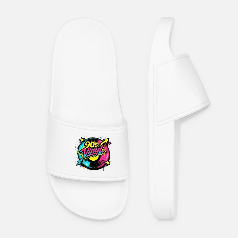 90s Vinyl Neon Circle - Women’s Pool Sliders - white