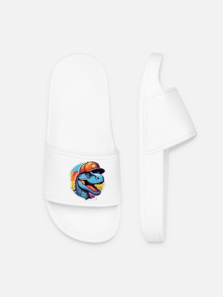 Dinosaurier-Regenbogenkappe - Frauen Badelatschen - Weiß