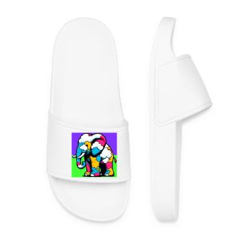 Elephant with Cloud and Clouds - Women’s Pool Sliders - white - Front