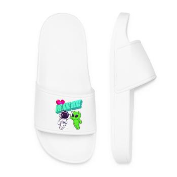 We Are Here - Alien Cartoon Series - Women’s Pool Sliders - white - Front