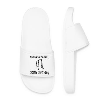 23th Birthday Party Funny 23 Years Old Birthday - Women’s Pool Sliders - white - Front