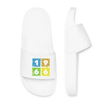 60th Birthday Colored Patches since 05/1966 - Women’s Pool Sliders - white - Front