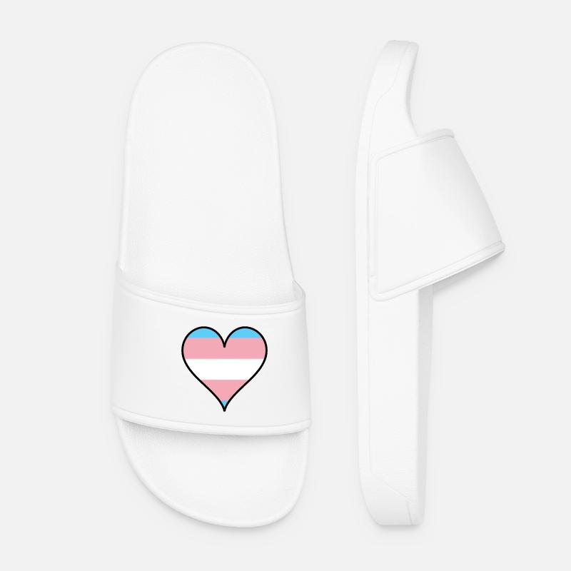 Trans Pride Heart - Women’s Pool Sliders - white