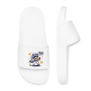 Cosmic Raccoon Pizza - Women’s Pool Sliders - white - Front