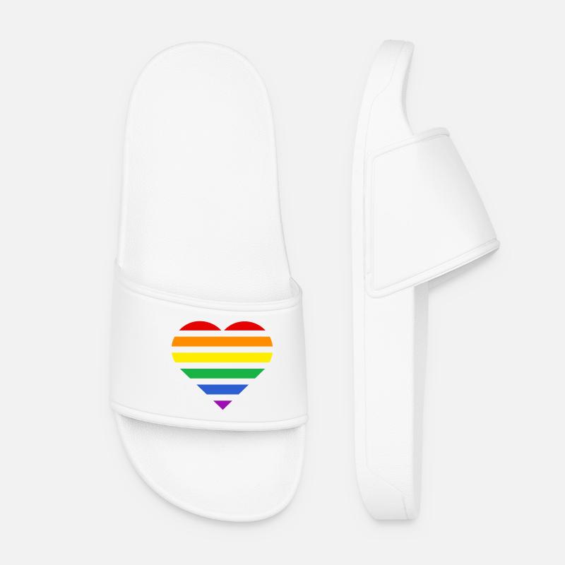 Pride Flag Heart · Classic Rainbow - Frauen Badelatschen - Weiß