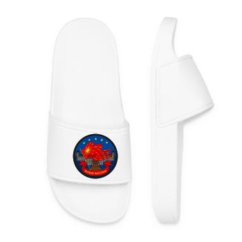 Oriflamme rouge: Drapeau et Forteresse - Claquettes Femme - blanc - Devant