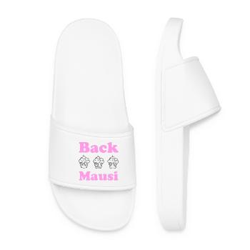 Back Mausi – Lustiges Geschenk Backen & Konditorin - Frauen Badelatschen - Weiß - Vorne