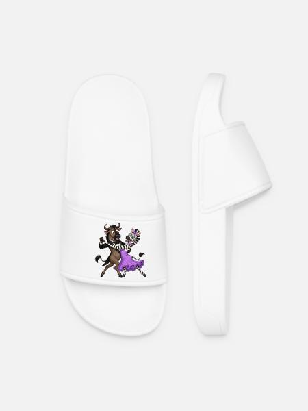 Wildebeest and zebra in elegant ball dance waltz - Women’s Pool Sliders - white