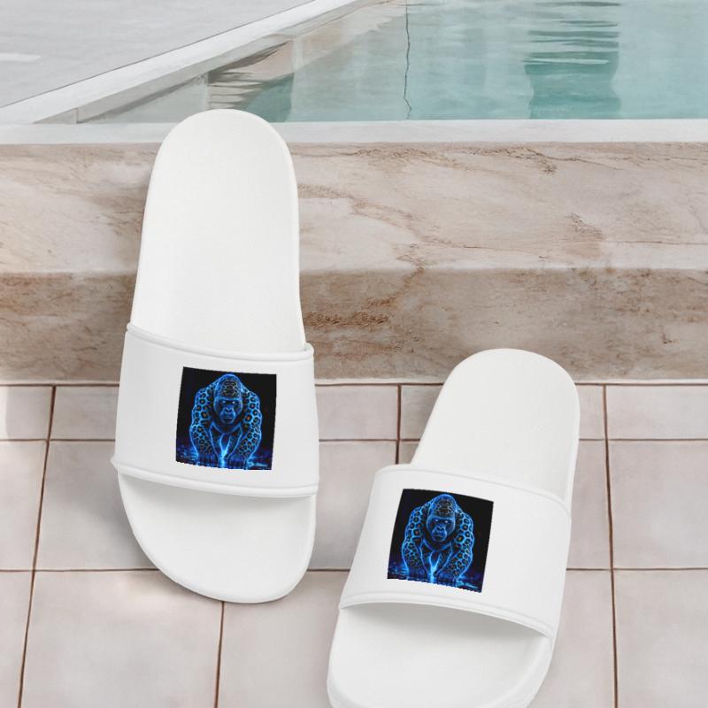 Neon Emperor Gorilla with Leopard Pattern Women’s Pool Sliders
