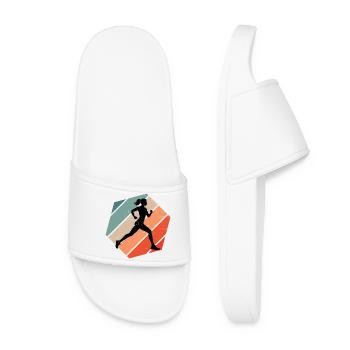 Geschenkidee für eine Running mit Running - Frauen Badelatschen - Weiß - Vorne