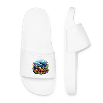 Underwater book paradise with whale - Women’s Pool Sliders - white - Front