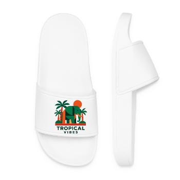 Tropical Elephant - Women’s Pool Sliders - white - Front