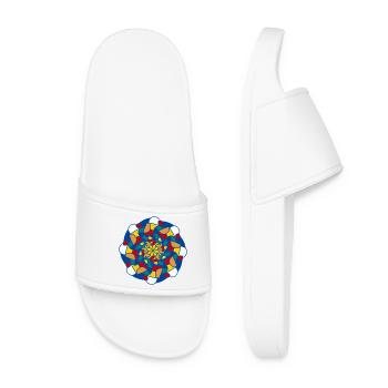 Bright Kaleidoscope Mandala - Women’s Pool Sliders - white - Front