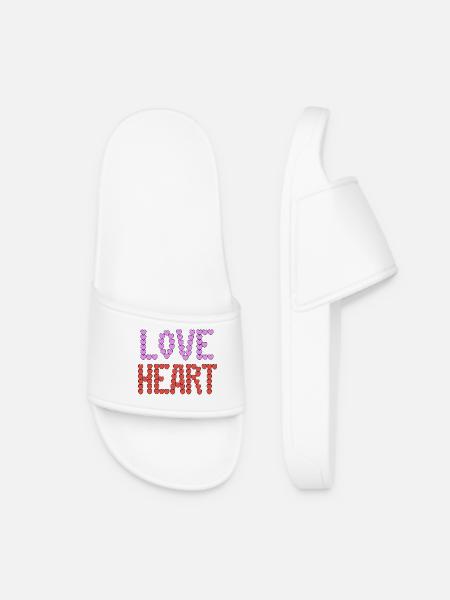 Love Heart typography - Women’s Pool Sliders - white