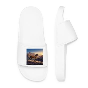 An Arabian Al Jawf horse and a landscape - Women’s Pool Sliders - white - Front