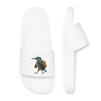 Kingfisher Explorer –  Gravure d’un martin-pêcheur - Claquettes Femme - blanc - Devant