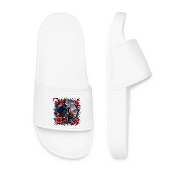 Floral Patriotic Queen - Women’s Pool Sliders - white - Front