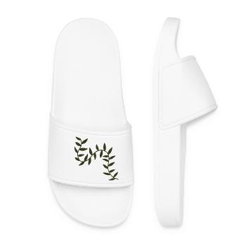 Motif botanique arqué des vignes d’olivier - Claquettes Femme - blanc - Devant