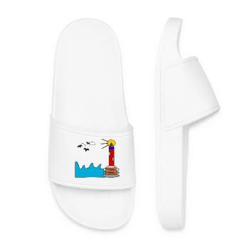 Phare au bord de la mer dans le cercle du soleil - Claquettes Femme - blanc - Devant