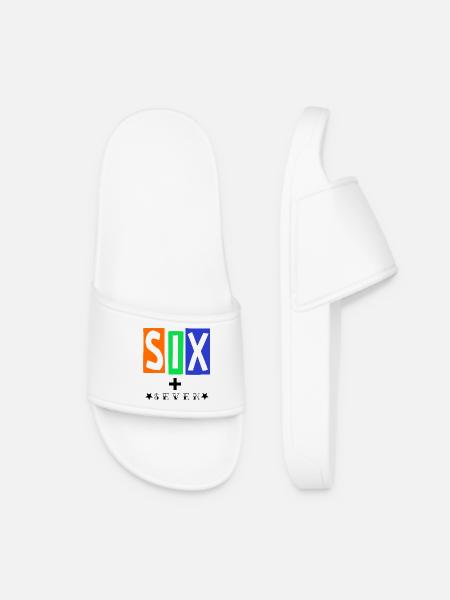 SIX Color Block Logo Streetwear - Women’s Pool Sliders - white