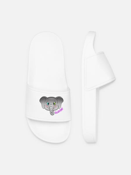 Ölöfönt - The sugar-sweet elephant with glittering eyes - Women’s Pool Sliders - white