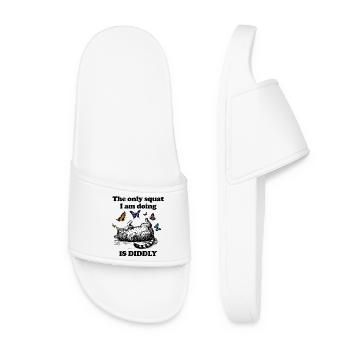 Lazy Fitness Cat with Butterflies - Women’s Pool Sliders - white - Front