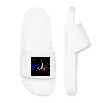 Astronaut on Crescent Moon Nebula - Women’s Pool Sliders - white - Front