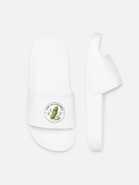 Cool as Cucumber Logo Sticker - Women’s Pool Sliders - white