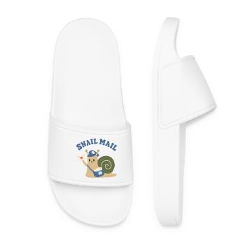Snail Mail Funny Postman Cute Mail Carrier - Women’s Pool Sliders - white - Front
