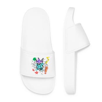 Drippy Graffiti on Brick Wall - Women’s Pool Sliders - white - Front