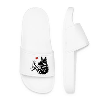 German Shepherd Dog T-shirt Friendship - Women’s Pool Sliders - white - Front