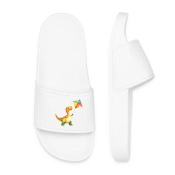 Dinosaur flies a kite – Dino - Women’s Pool Sliders - white - Front