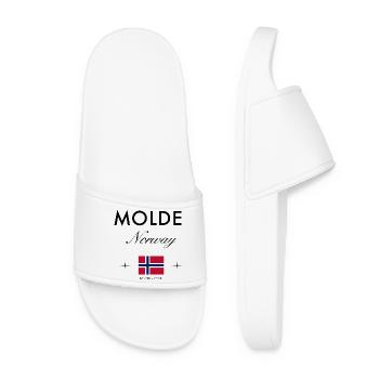Molde Norwegen Koordinaten Reise Souvenir - Frauen Badelatschen - Weiß - Vorne
