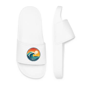 Wave Retro Badge Vintage-Stil Grafik - Frauen Badelatschen - Weiß - Vorne