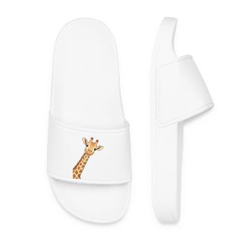 Giraffe Shirt, Animal Lover Tshirt - Women’s Pool Sliders - white - Front