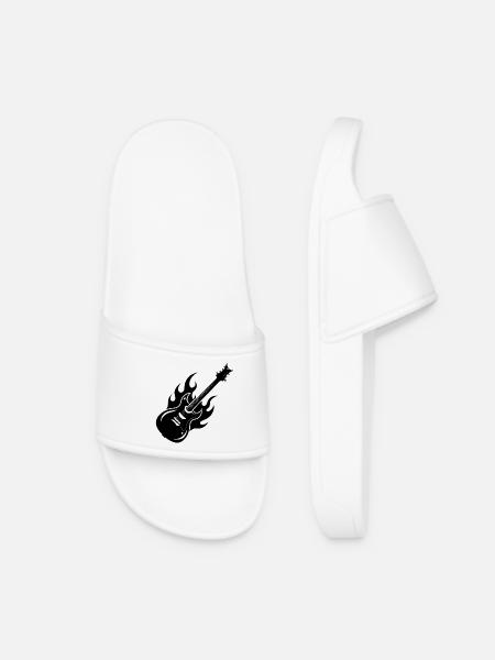 Flaming Guitar - Women’s Pool Sliders - white