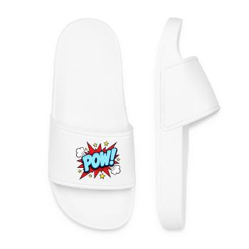 POW! Comic Pop Art Design – Knallig Retro - Frauen Badelatschen - Weiß - Vorne