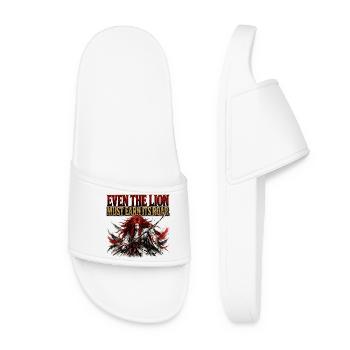 Even The Lion Earn Its Roar Samurai Gym Shirt - Women’s Pool Sliders - white - Front