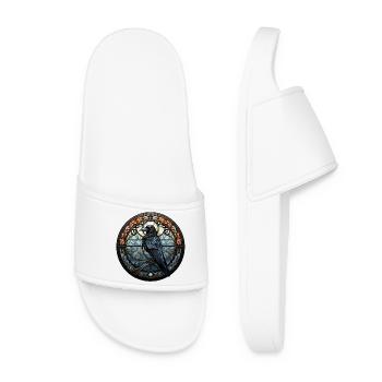 Hugin the Raven | Mystical Viking Motif - Women’s Pool Sliders - white - Front