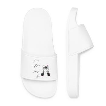 Life Is Better Through A Lens Vintage Camera Art - Women’s Pool Sliders - white - Front