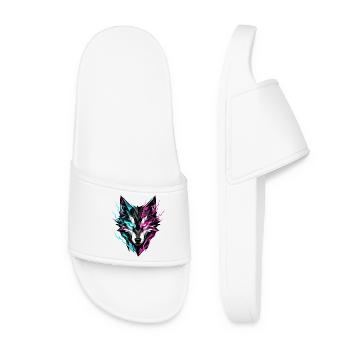 Wolf Head Neon - Women’s Pool Sliders - white - Front