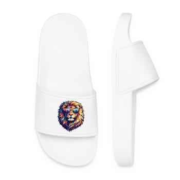 Neon lion with sunglasses - Women’s Pool Sliders - white - Front