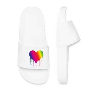 Rainbow Drip Heart - Women’s Pool Sliders - white - Front
