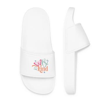 Be Kind Butterfly Floral Design - Women’s Pool Sliders - white - Front