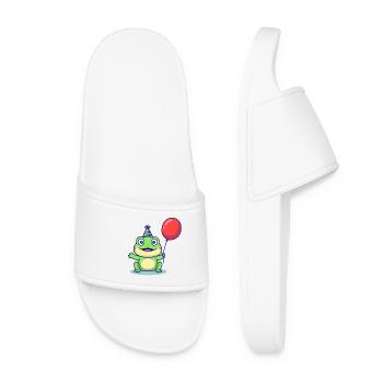 Party Frog with Balloon - Women’s Pool Sliders - white - Front