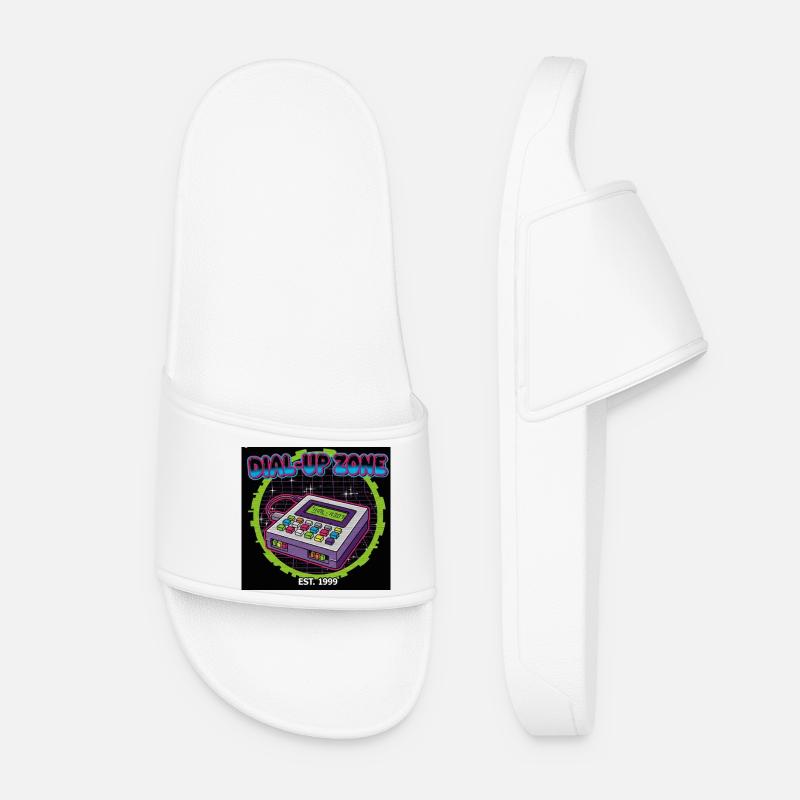 Retro Digital Phone Zone Illustration - Women’s Pool Sliders - white