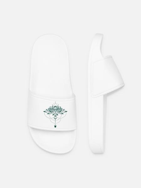 Lotus lotus fleur om symbole lune yoga - Claquettes Femme - blanc
