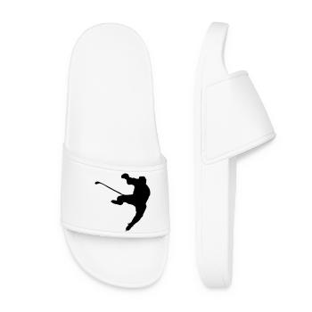 ice hockey shadow image logo - Women’s Pool Sliders - white - Front