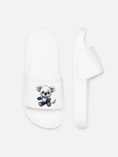 Koala spielt Eishockey, Sportliches Tierdesign - Frauen Badelatschen - Weiß