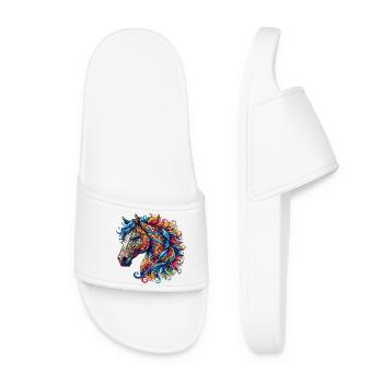 Horse decorated with Mandalas - Women’s Pool Sliders - white - Front